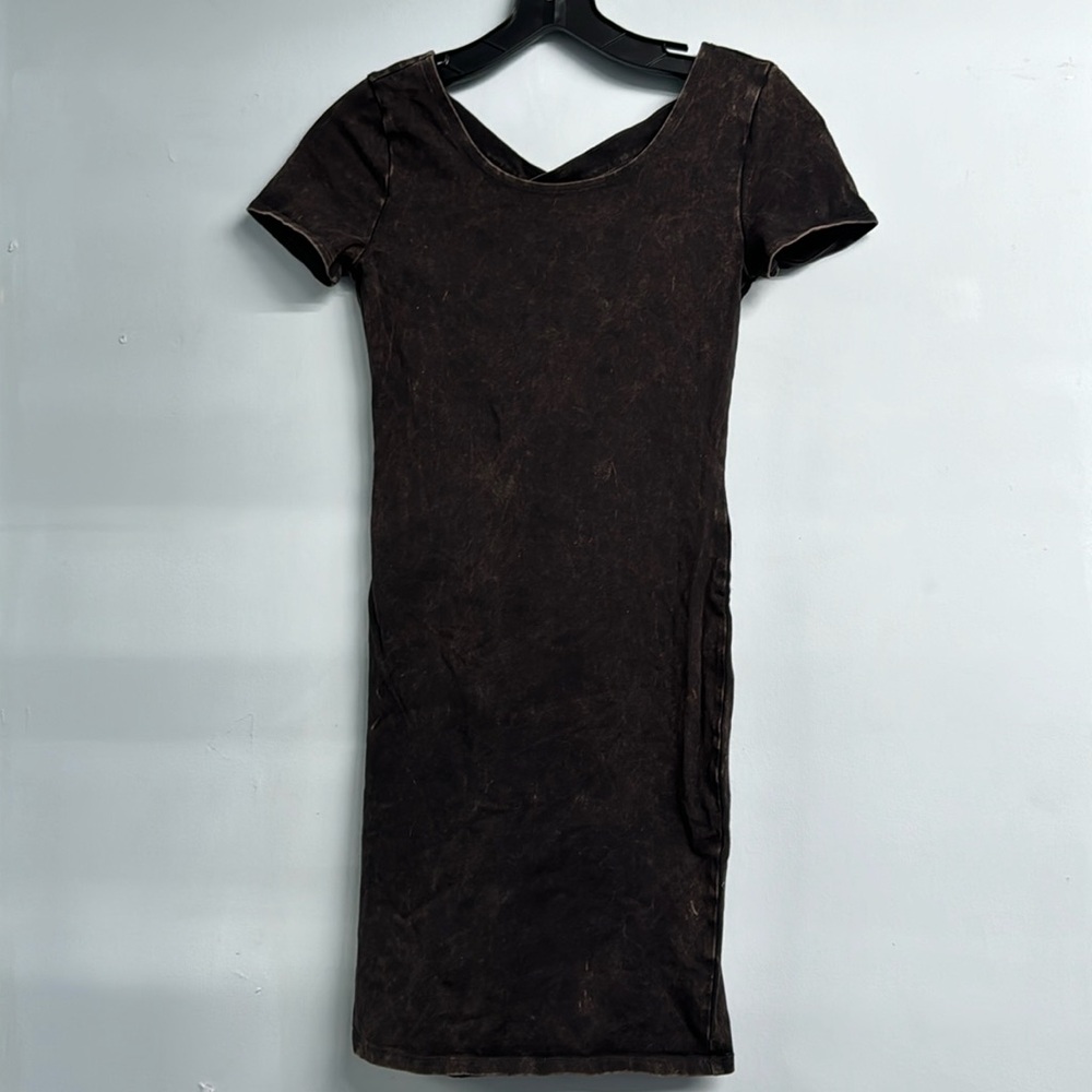 Distressed Open Back Strappy Mini Dress